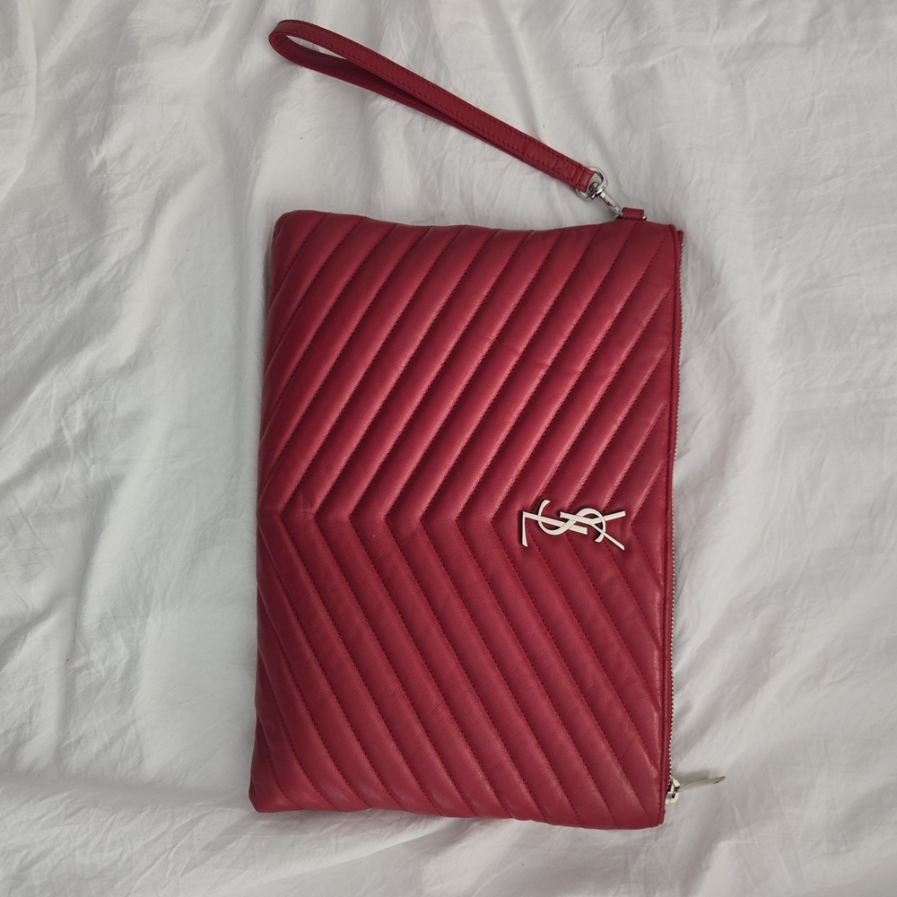 Yves Saint Laurent Red Quilted Clutch